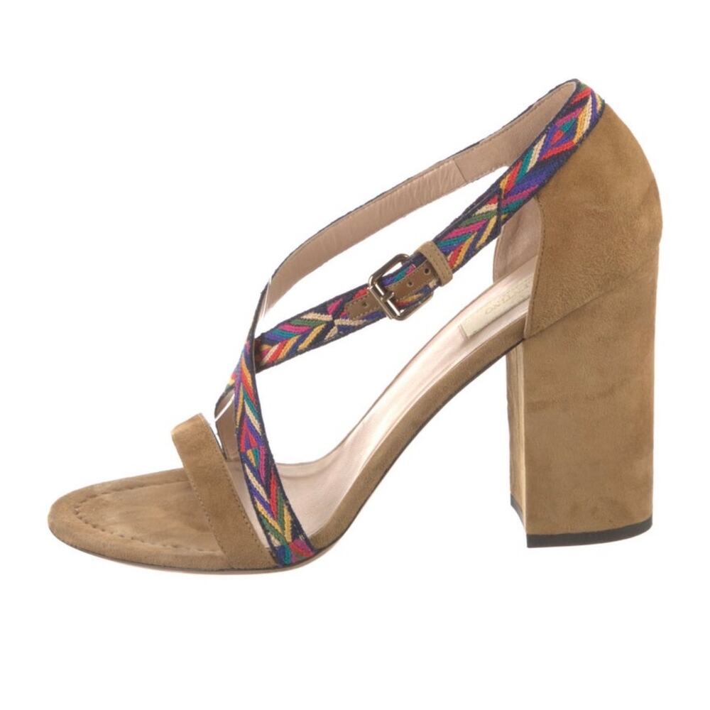 Valentino Suede Embroidered Sandals